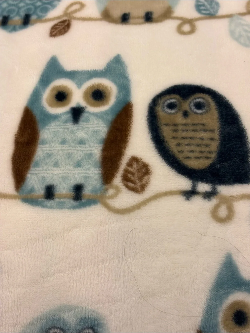 Domain Fleece Blanket Hoot Owls Queen Size Blue Brown Tan Cozy Thick Soft